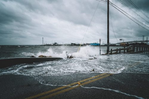 Ocean Flooding The Street Stock Photo