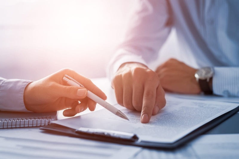 Attorneys Reviewing Document Stock Photo