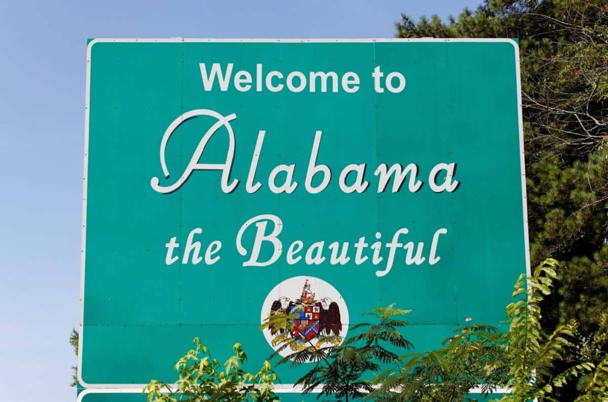 Welcome To Alabama Road Sign
