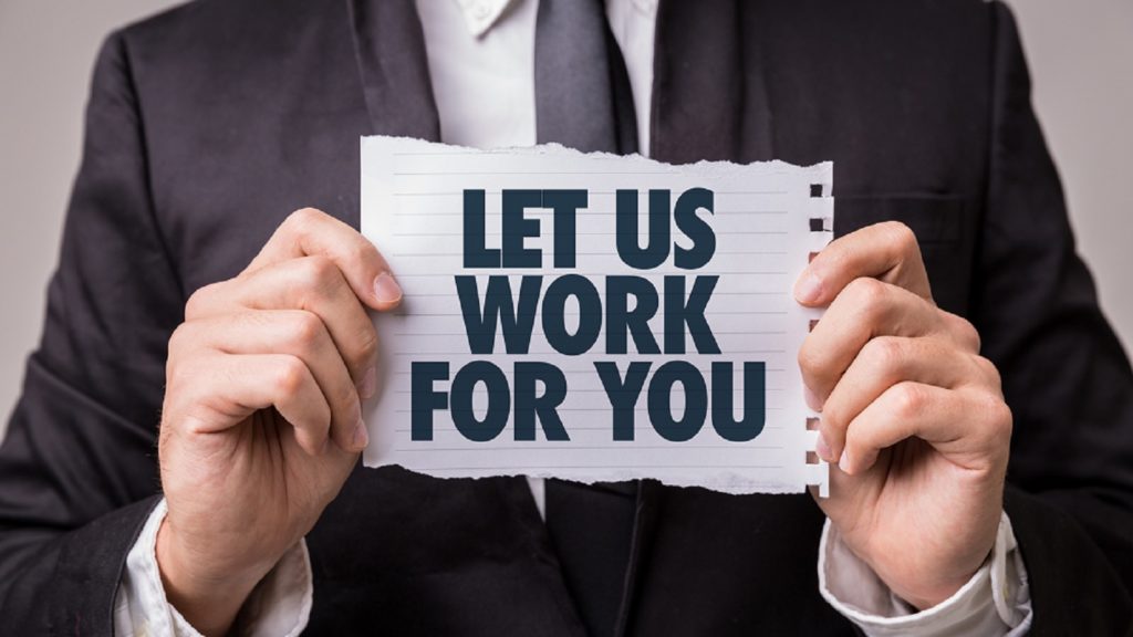 Let Us Work For You Stock Photo
