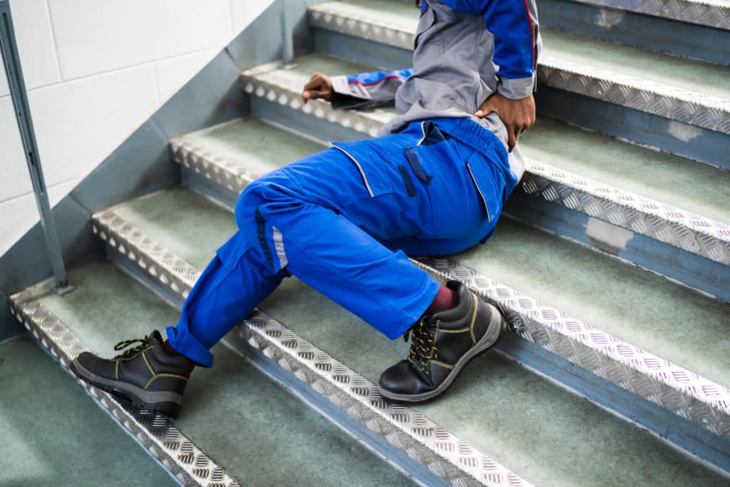 male worker who slipped and fell down stairs