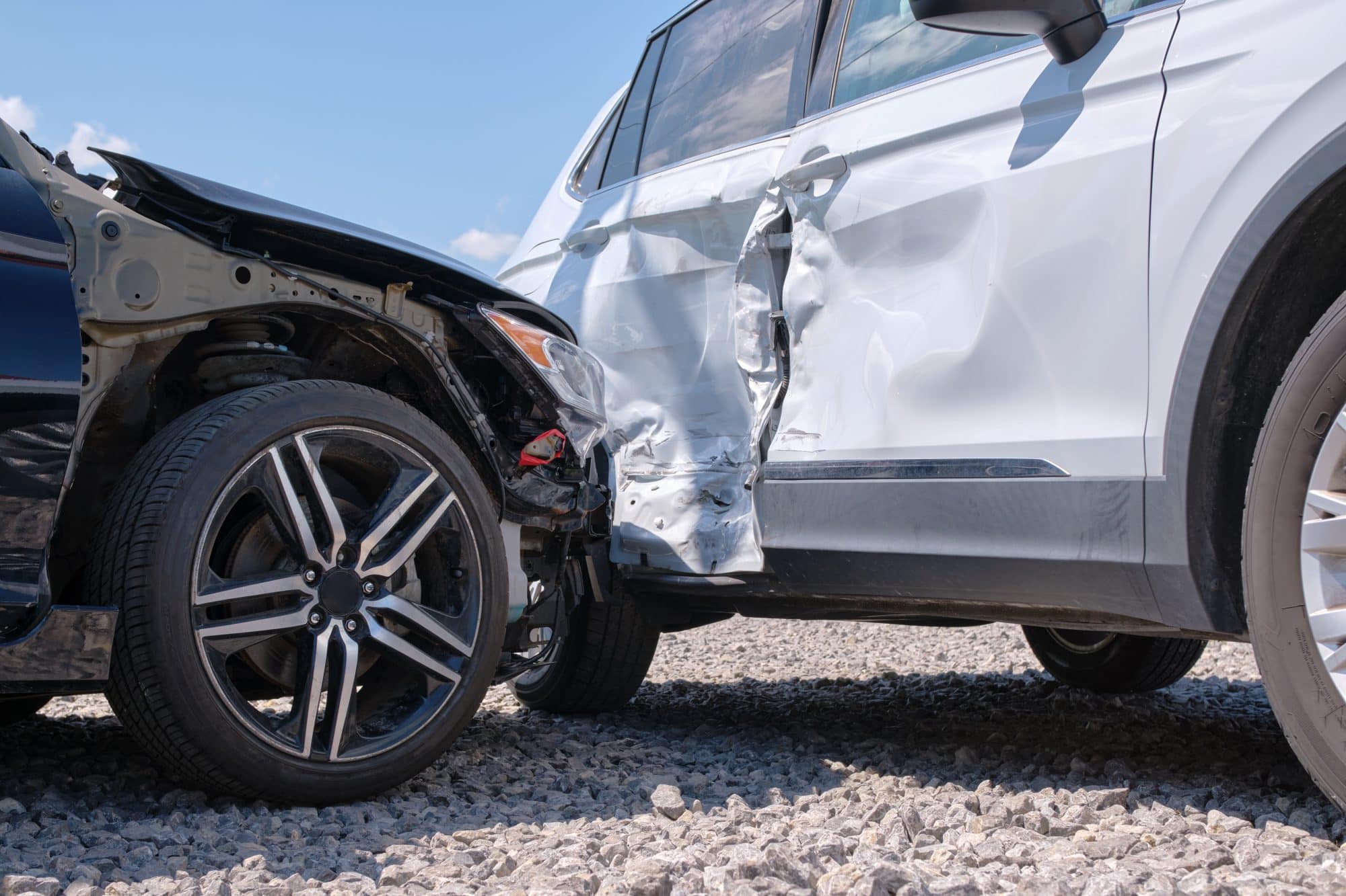 Black Uber t-bones a white car causing damage to both vehicles in Orange Beach, Alabama